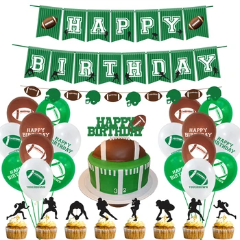 Ръгби На Тема Рожден Ден На Доставка Банер Венец Торта Topper Латексови Балони Американски Футбол Рожден Ден Сувенири За Деца