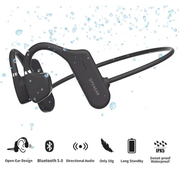 Слушалки С Костна Проводимост Bluetooth 5,0 Безжични Слушалки От Отворен Ухото Водоустойчиви Спортни Слушалки С Микрофон