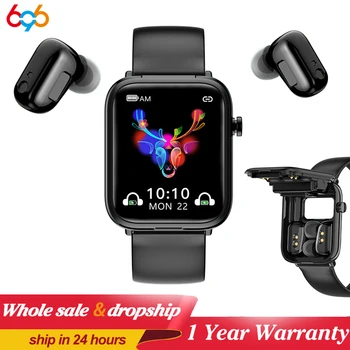 Смарт часовници X8 TWS Bluetooth Smartwatch Слушалки Безжични слушалки Две в едно Предизвикателство Музика Времето Спортен Каишка За Android и IOS