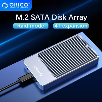 Твърд диск ORICO M2 NGFF SATA SSD с две отделения, кутия за твърд диск Type-C, корпус за твърди дискове с ключ B и ключът B + M, Поддръжка на режим RAID