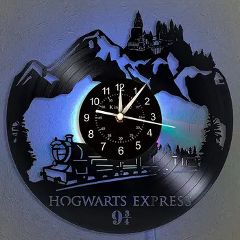 Хогуортс-Експрес Vinyl плоча Стенен часовник с led подсветка 12 
