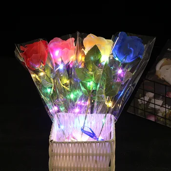 Цветна Светещ Роза, Изкуствен Led Лампа, Цветя, Уникални Подаръци, Украса За Дома, Хол, Фалшиви Цветя, Подарък За Свети Валентин