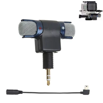 Цената на едро е Лидер в Продажбите 3,5 мм Стерео Кондензаторен Микрофон за GoPro Hero 3 3 + 4 Микрофон Кабел Адаптер