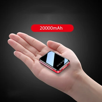 20000 ма Мини Power Bank Огледален Екран LED Дигитален Дисплей външна Батерия Къмпинг Преносим Powerbank безплатна доставка