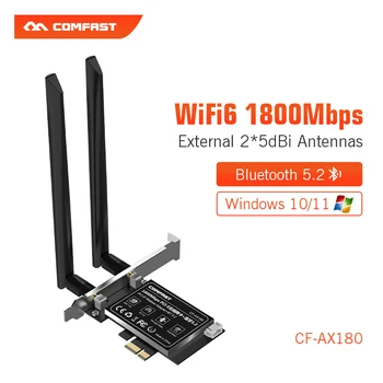 Високоскоростен Безжичен адаптер WiFi6 PCI-E 1800 Mbps БТ 5,2 двойна лента 802.11 AX/AC MT7921 PCIe Wi-fi Мрежова карта за Windows 10 11